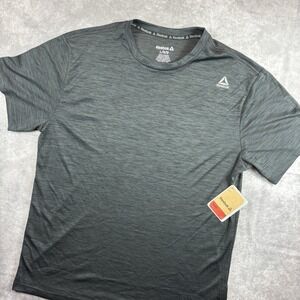 Reebok T-shirt Mens L Gray Neptune Crew Athletic Workout Heather Performance NEW